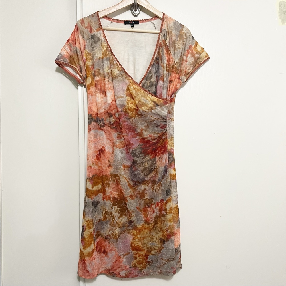 Y2K Floral Mesh Faux Wrap Dress 10 - Picture 2 of 8